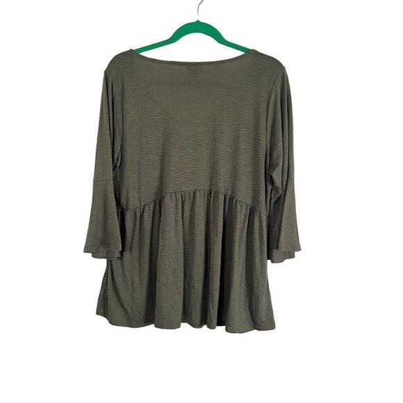 Torrid Floral Top 14 Green Peasant Embroidery Boho Western Neutral Feminine Chic - Picture 6 of 11